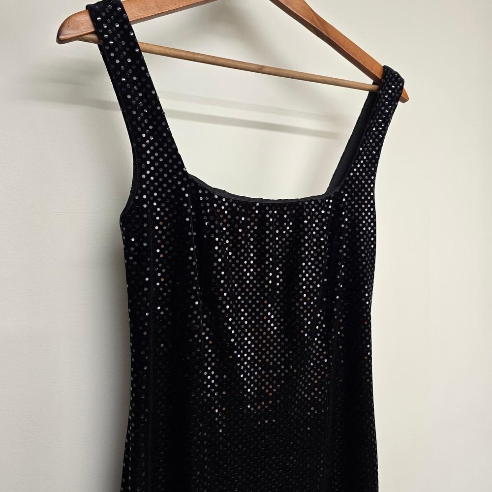Vintage Alchemy Sequin Velvet Maxi Dress‎ Womens 8 Black Silver Sparkle Glam 90s